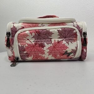 Lug Mini Trolley Pink and Cream Leaf Pattern Women's Cosmetic Makeup Bag